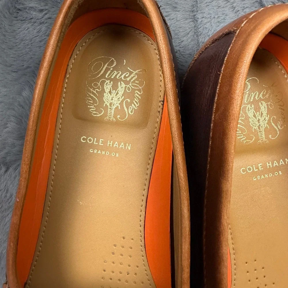Cole Haan Pinch Sewn Penny Loafers Mens 9 Dark Brown Tan Leather Grand.OS C14473